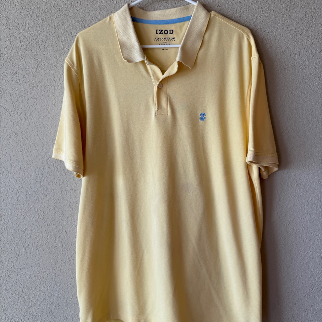 Izod Mens Light Yellow Polo Shirt